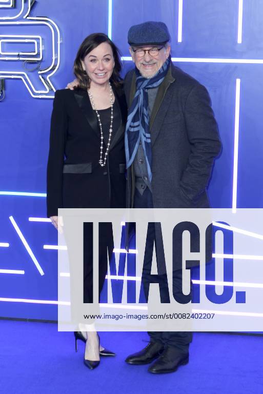 American film producer Kristie Macosko Krieger and American filmmaker Steven Spielberg attend the European Premiere of Ready Player One at Vue West End in London. MARCH 19th 2018 MESx18643