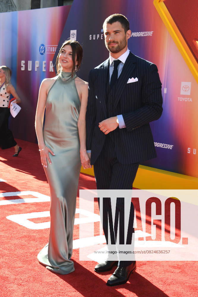 HOLLYWOOD, CA - JULY 7: David Corenswet & Julia Best Warnerattends the Los Angeles premiere of Superman at the TCL Chinese Theatre in Hollywood, California, on July 7, 2025