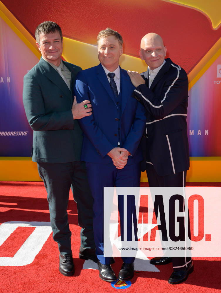 Superman Premiere - Los Angeles, USA LOS ANGELES, USA. July 07, 2025: Nathan Fillion, Adam Tudyk & Anthony Carrigan at the premiere for Superman at the TCL Chinese Theatre. Los Angeles CA USA