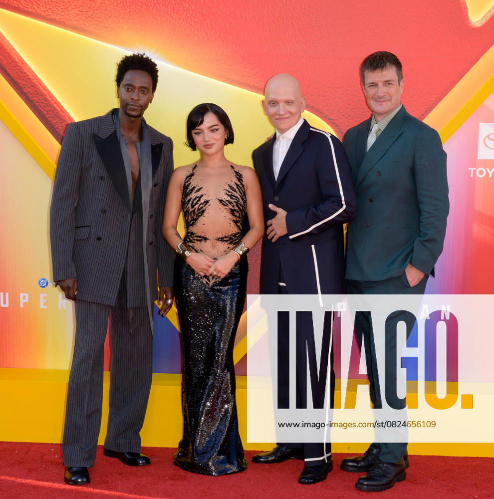 Superman Premiere - Los Angeles, USA LOS ANGELES, USA. July 07, 2025: Edi Gathegi, Isabela Merced, Anthony Carrigan & Nathan Fillion at the premiere for Superman at the TCL Chinese Theatre. Los Angeles CA USA