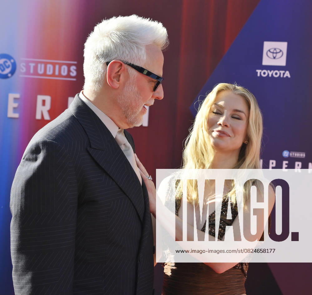 Director James Gunn (L) and Jennifer Holland attend the premiere of the sci-fi motion picture Superman at the TCL Chinese Theatre in the Hollywood section of Los Angeles on Monday, July 7, 2025. Storyline: Superman must reconciles his alien Kryptonian heritage with his human upbringing as reporter Clark Kent. As the embodiment of truth, justice and the human way he soon finds himself in a world that views these as old-fashioned. Superman must reconcile his alien Kryptonian heritage with his human upbringing as reporter Clark Kent. As the embodiment of truth, justice and the human way he soon finds himself in a world that views these as old-fashioned. LAP2025070719 JIMxRUYMEN