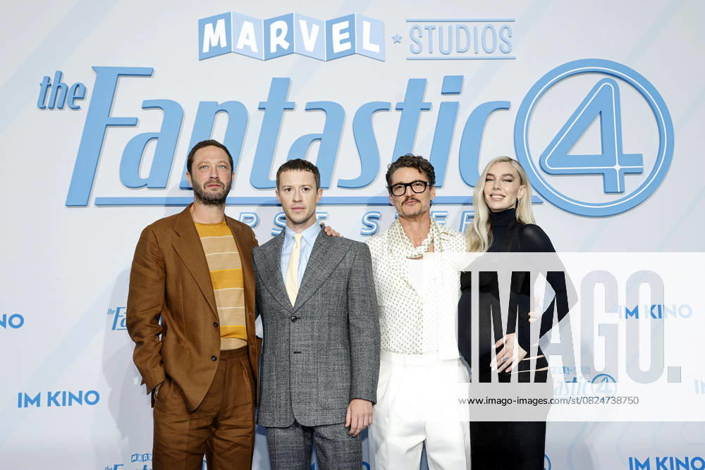 Ebon Moss Bachrach, Joseph Quinn, Pedro Pascal and Vanessa Kirby at The Fantastic Four First Steps movie premiere and fan event on 8 07 2025 at the Center am Potsdamer Platz in Berlin The Fantastic Four movie premiere in Berlin