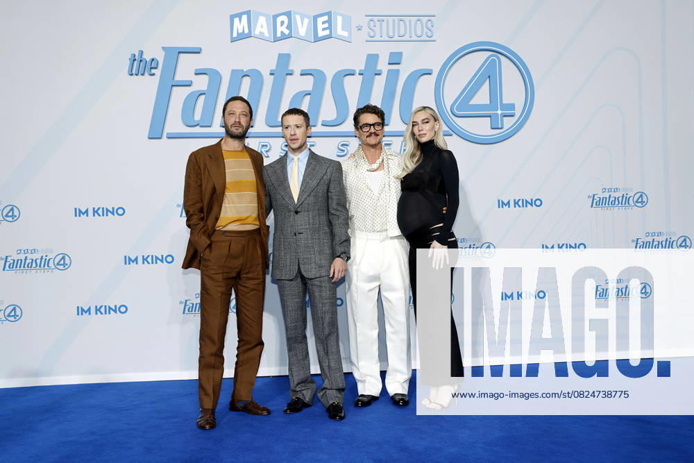 Ebon Moss Bachrach, Joseph Quinn, Pedro Pascal and Vanessa Kirby at The Fantastic Four First Steps movie premiere and fan event on 8 07 2025 at the Center am Potsdamer Platz in Berlin The Fantastic Four movie premiere in Berlin