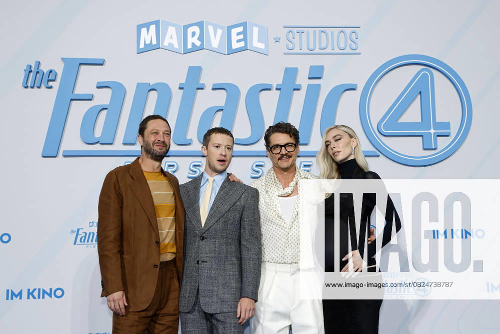 Ebon Moss Bachrach, Joseph Quinn, Pedro Pascal and Vanessa Kirby at The Fantastic Four First Steps movie premiere and fan event on 8 07 2025 at the Center am Potsdamer Platz in Berlin The Fantastic Four movie premiere in Berlin