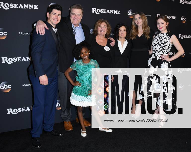 Burbank, CA, U.S. - 23 March 2018 - Burbank, California - Michael Fishman, Jayden Rey, John Goodman, Roseanne Barr, Sara Gilbert, Sarah Chalke, Emma Kenney. Roseanne Premiere Event held at Walt Disney Studios. Photo Credit: AdMedia Burbank U.S. - ZUMAa123 20180323_zaa_a123_043