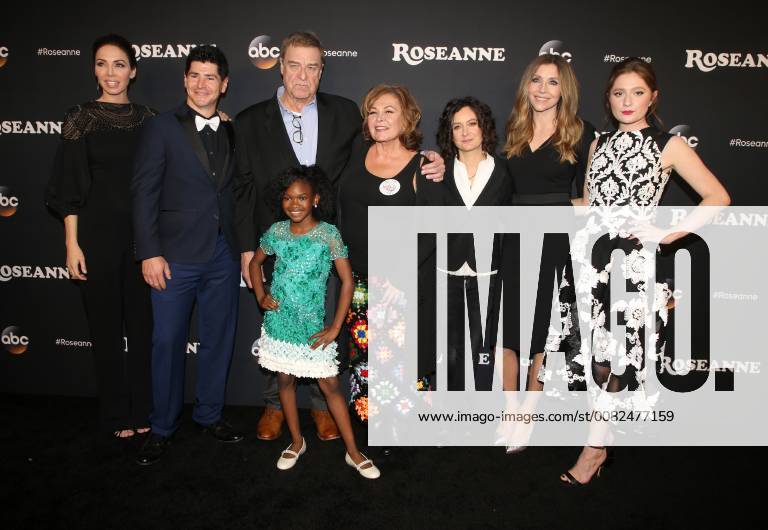 BURBANK, CA - MARCH 23: Whitney Cummings, Michael Fishman, John Goodman, Roseanne Barr, Sarah Gilbert, Sarah Chalke, Emma Kenney, Jayden Rey, at Roseanne Premiere Event at Walt Disney Studio Lot on March 23, 2018 in Burbank, California.