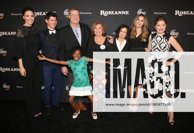 BURBANK, CA - MARCH 23: Whitney Cummings, Michael Fishman, John Goodman, Roseanne Barr, Sarah Gilbert, Sarah Chalke, Emma Kenney, Jayden Rey, at Roseanne Premiere Event at Walt Disney Studio Lot on March 23, 2018 in Burbank, California.