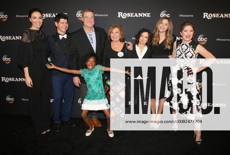 BURBANK, CA - MARCH 23: Whitney Cummings, Michael Fishman, John Goodman, Roseanne Barr, Sarah Gilbert, Sarah Chalke, Emma Kenney, Jayden Rey, at Roseanne Premiere Event at Walt Disney Studio Lot on March 23, 2018 in Burbank, California.