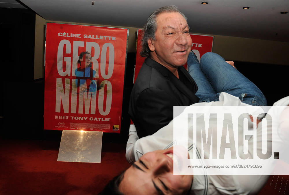 Director Tony Gatlif and Nailia Harzoune Before the premiere of the film Geronimo at the UGC Ciné Cité des Halles in Paris, October 13, 2014 Paris France