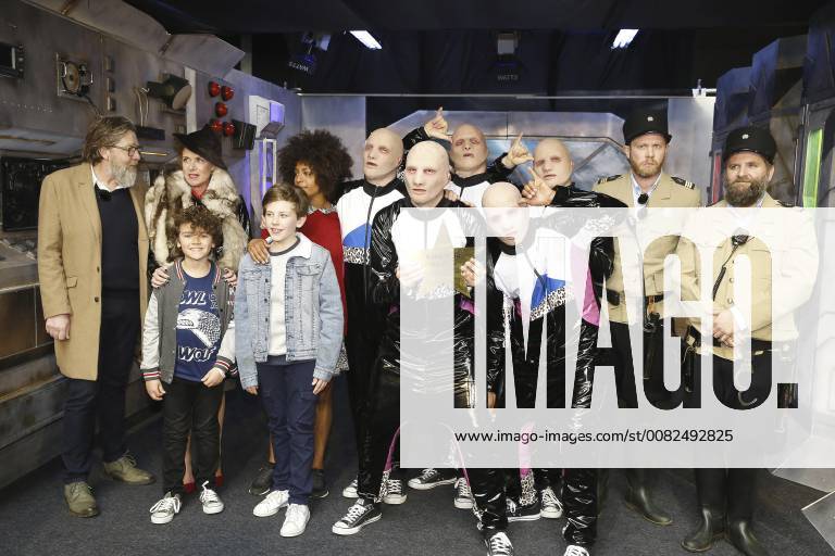 Actors including actress Barbara Sarafian, actor Rik Vehreye, actor Tom Audenaert and the dancers of Baba Yega pose for a group picture during the official premiere of Baba Yega movie in Antwerp kinepolis, Sunday 25 March 2018. The film will be released on 28 March. NICOLASxMAETERLINCK 05318261