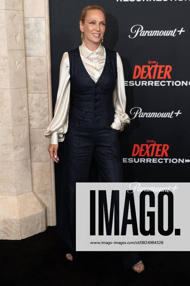 Uma Thurman arrives on the red carpet at the world premiere of Dexter: Resurrection at Alice Tully Hall on Wednesday, July 9, 2025 in New York City. NYP20250709665 DEREKxFRENCH