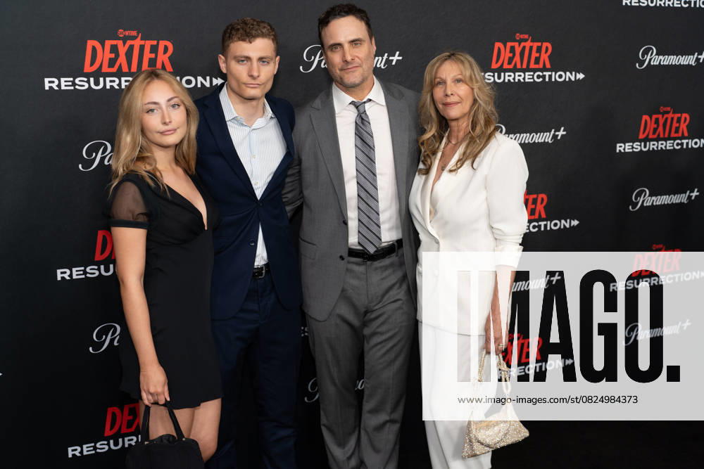 Dominic Fumusa (C) and family arrives on the red carpet at the world premiere of Dexter: Resurrection at Alice Tully Hall on Wednesday, July 9, 2025 in New York City. NYP20250709628 DEREKxFRENCH