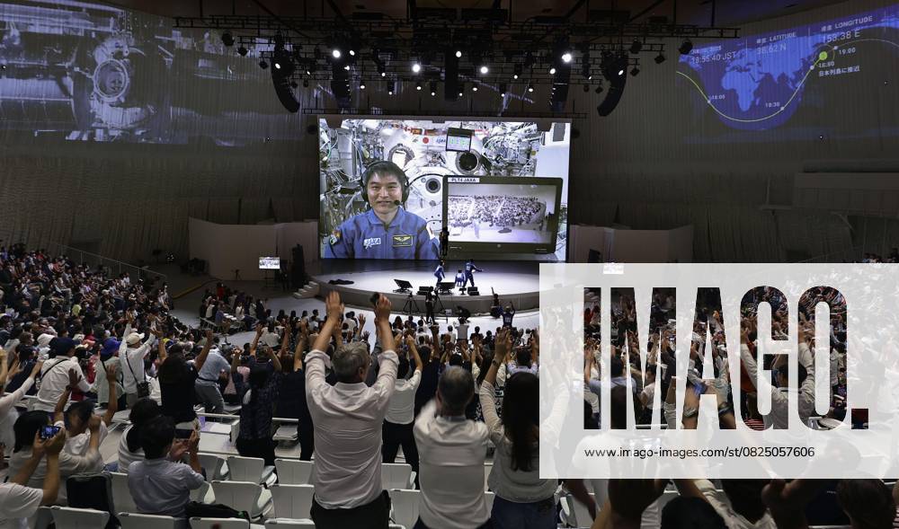 KW28 Space event at Osaka expo Japanese astronaut Takuya Onishi, now on a half-year mission aboard the International Space Station, is projected on a screen at the World Exposition in Osaka during an event connecting the expo venue with the ISS on July 10, 2025. A14AA0004716582P