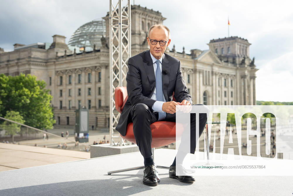 ARD Hauptstadtstudio, summer interview, Federal Chancellor Friedrich Merz ARD, Hauptstadtstudio, Berlin, summer interview, terrace Marie Elisabeth Lüders Haus, report from Berlin, Federal Chancellor Friedrich Merz Berlin Berlin GER