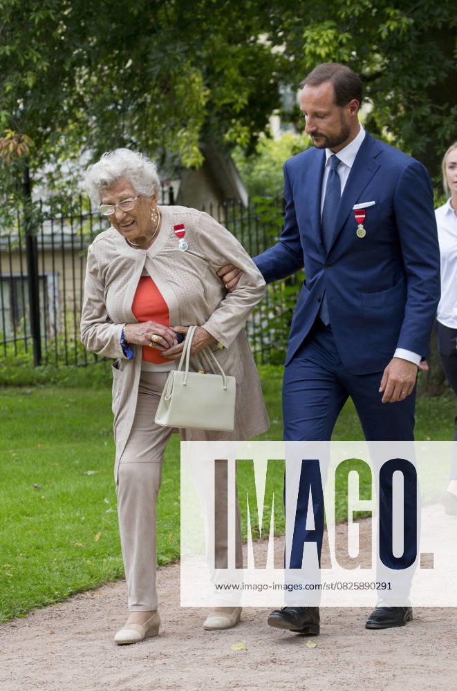 The Norwegian royal family attends a garden party at the Royal Palace in Oslo o