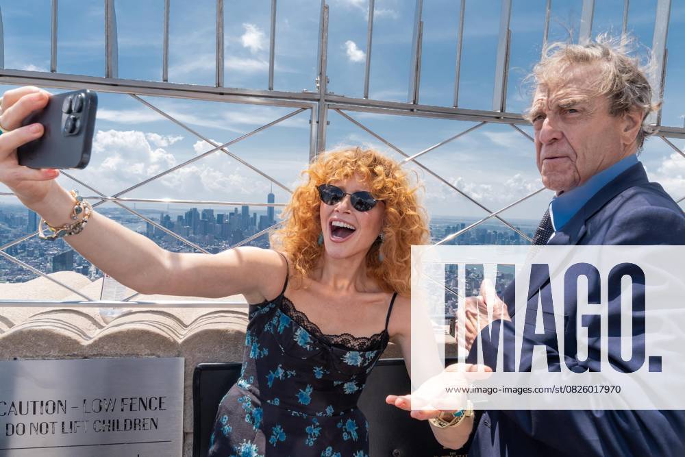 Natasha Lyonne and John Goodman visit for ceremonial lighting Empire State Building in New York on July 16, 2025 in partnership with the Lollipop Theater Network to celebrate the premiere of Paramount new animation Smurfs Bronx USA - ZUMAr339 20250716_znp_r339_068