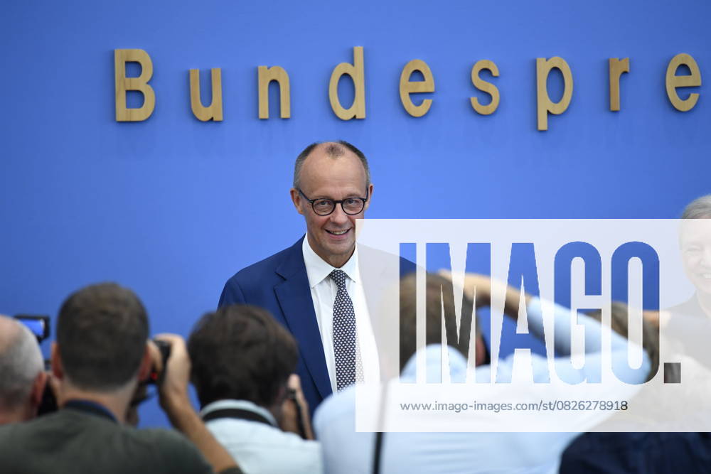 Federal Chancellor Friedrich Merz answers questions from the capitals press on 18 July 2025 For the first time, the CDU chairman is coming to the Federal Press Conference, the association of journalists in the German capital, as head of government For the now traditional summer press conference, there are no fixed topics,