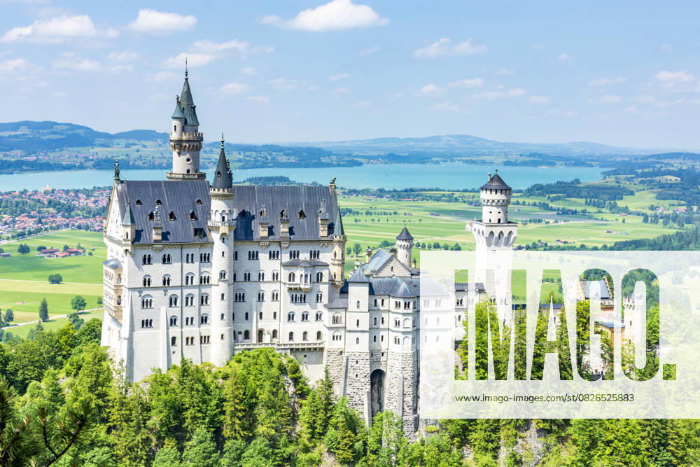 Schloss Neuschwanstein Castle, lake Forggensee Schwangau Schwaben, Allgäu, Swabia Bayern, Bavaria Germany