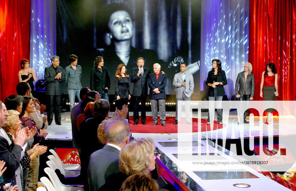 Liane Foly, Enrico Macias, Benjamin, Biolay,Stephane Eicher, Isabelle Boulay, Michel Drucker, Charles Aznavour, Cheb Mami, Chimene Badi, Florent Pagny Nolwenn Leroy on the special 40th anniversary of Edth Piafs death Hymne A La Mome Paris France