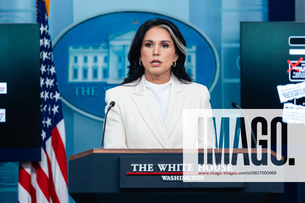 Tulsi Gabbard, Director of National Intelligence (DNI), speaks during a news conference in the James S. Brady Press Briefing Room of the White House in Washington, DC, US, on Wednesday, July 23, 2025. Tensions between the Trump administration and the judiciary flared on Tuesday when Attorney General Pam Bondi removed a US attorney for New Jersey that had been named by federal judges to replace the president’s choice.
