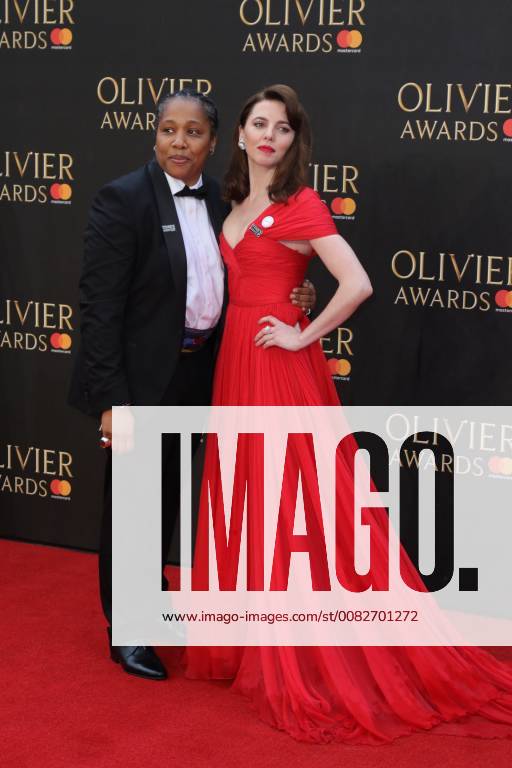 Maria Larasi and Ophelia Lovibond attend The Olivier Awards 2018 with Mastercard at Royal Albert Hall in London. APRIL 8th 2018 MESx18970