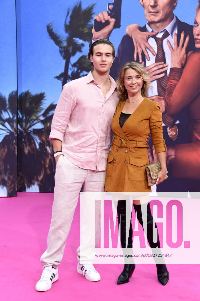 Tina Ruland with son Jahvis Ruland at the German premiere of DIE NACKTE KANONE in Berlin on 24 07 2025