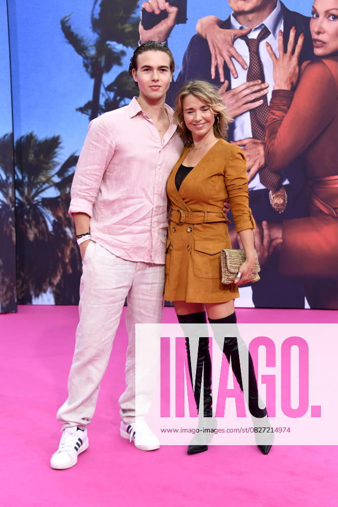 Tina Ruland with son Jahvis Ruland at the German premiere of DIE NACKTE KANONE in Berlin on 24 07 2025