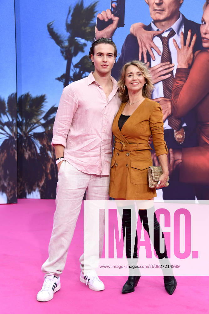 Tina Ruland with son Jahvis Ruland at the German premiere of DIE NACKTE KANONE in Berlin on 24 07 2025