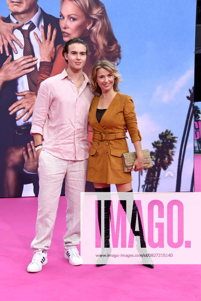 Tina Ruland with son Jahvis Ruland at the German premiere of DIE NACKTE KANONE in Berlin on 24 07 2025