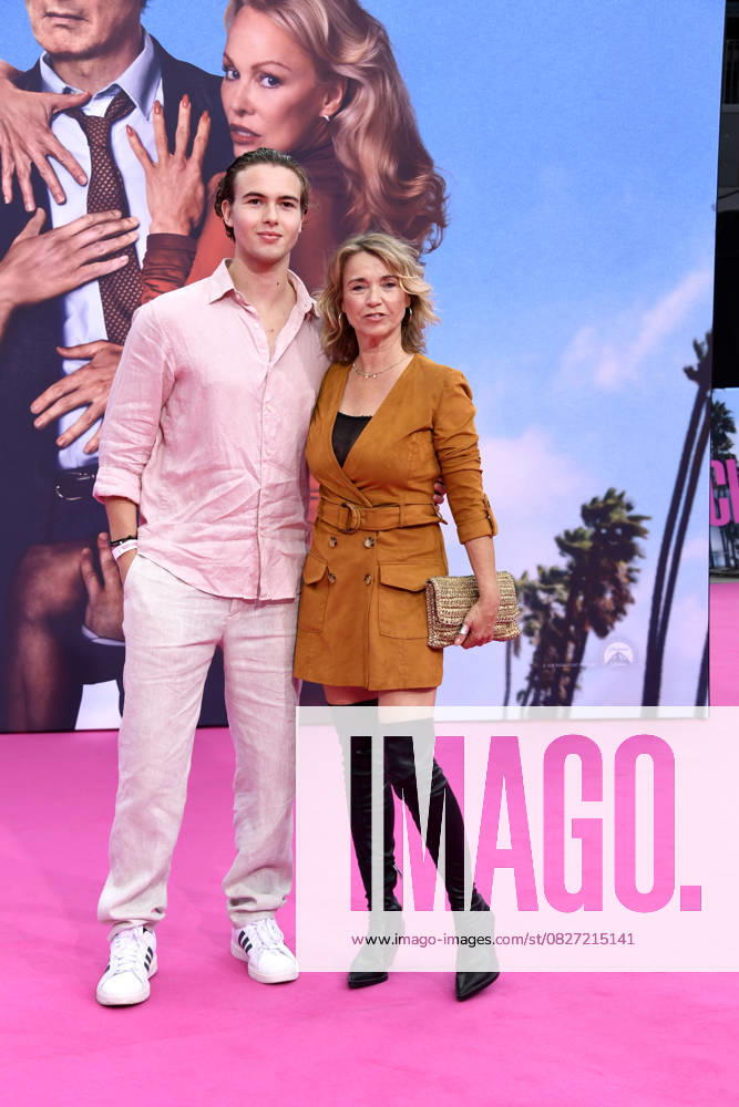 Tina Ruland with son Jahvis Ruland at the German premiere of DIE NACKTE KANONE in Berlin on 24 07 2025