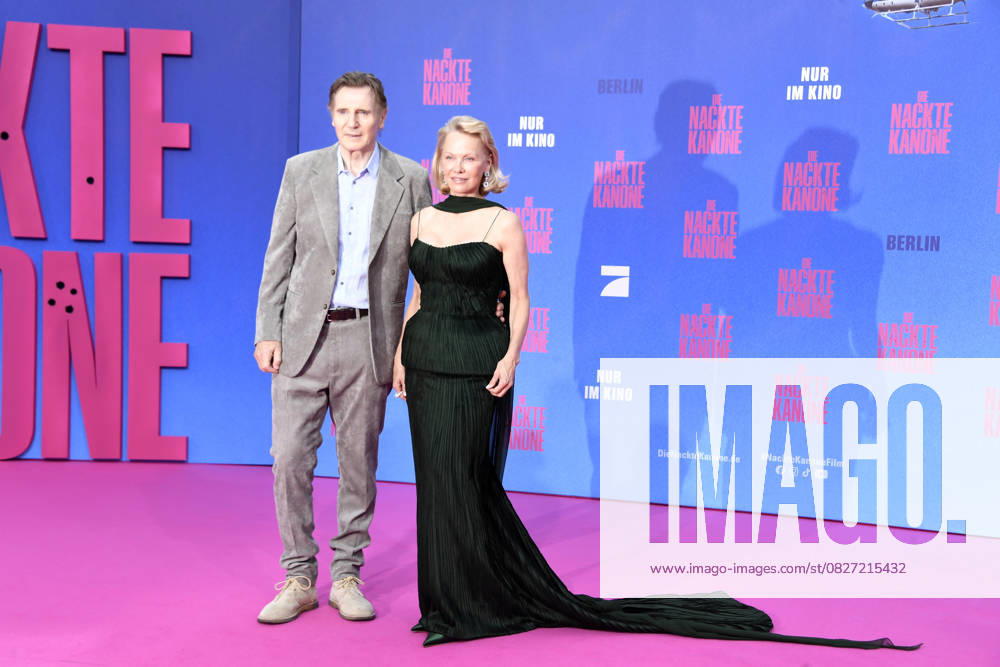 Liam Neeson and Pamela Anderson at the German premiere of DIE NACKTE KANONE in Berlin on 24 07 2025