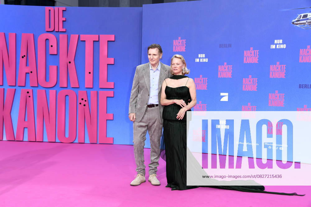 Liam Neeson and Pamela Anderson at the German premiere of DIE NACKTE KANONE in Berlin on 24 07 2025