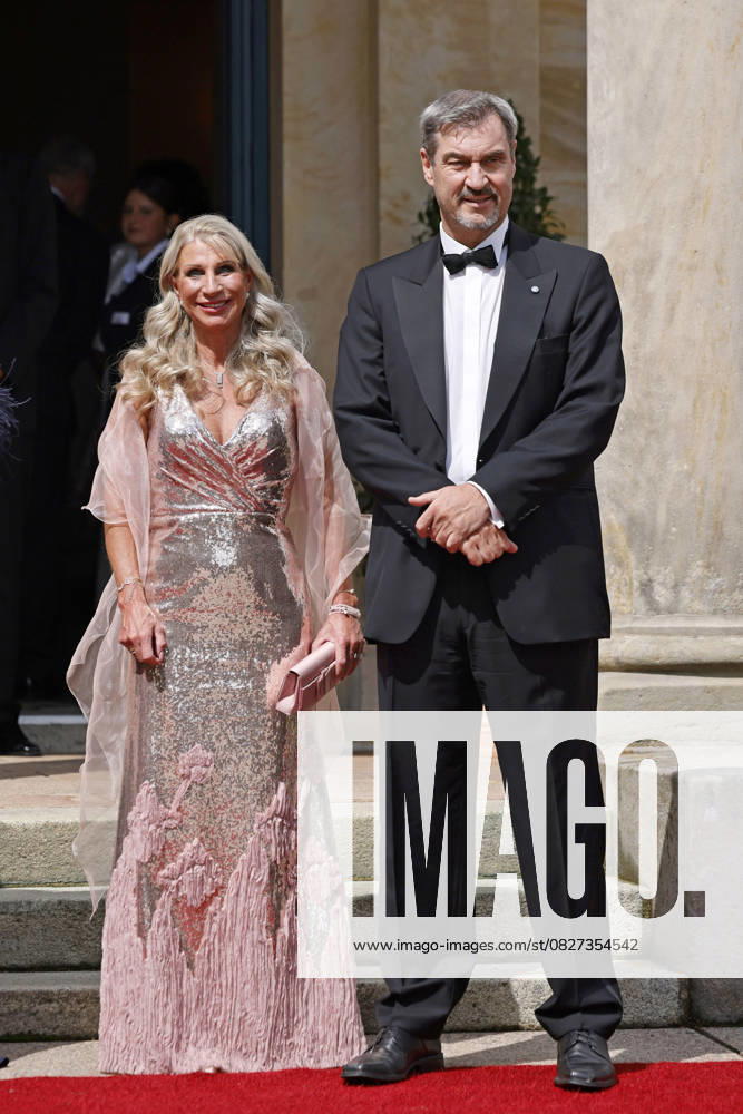Politician Markus Söder CSU , Prime Minister of Bavaria, and his wife Karin Baumüller Söder at the opening of the 113 Richard Wagner Festival 2025 with the new production of Die Meistersinger von Nürnberg at the Bayreuth Festival Hall Bayreuth, 25 07 2025 Bavaria Germany