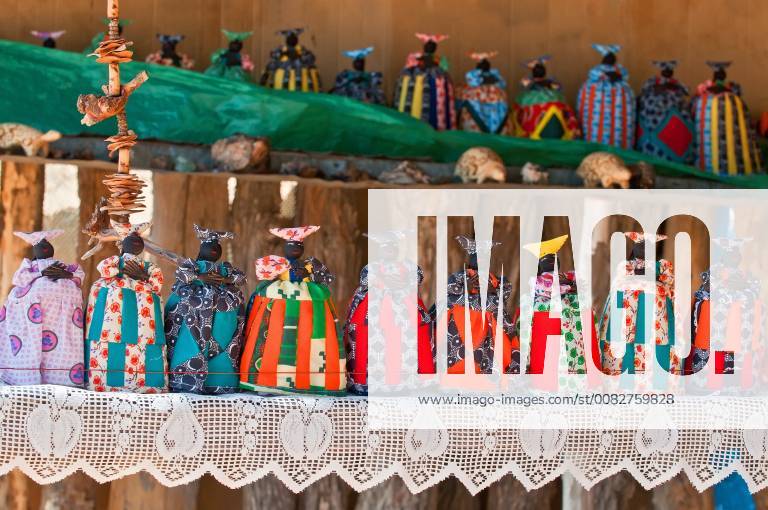 Herero dolls souvenir for sale on a stall in Windhoek Namibia south west Africa. BEW1D215D69