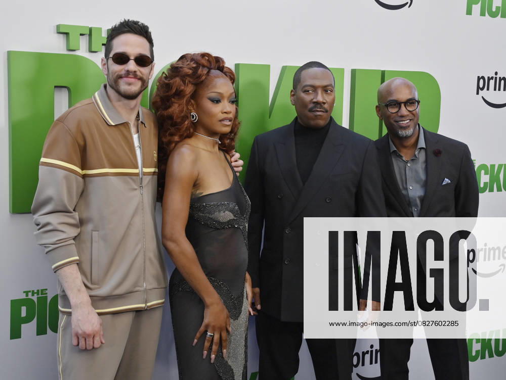 Cast members Pete Davidson, Keke Palmer and Eddie Murphy, and director Tim Story (L-R) attend the premiere of the motion picture comedy The Pickup at Regal LA Live in Los Angeles on Sunday, July 27, 2025. Storyline: A routine cash pickup turns into a deadly pursuit when two mismatched armored truck drivers are ambushed by ruthless criminals with plans beyond the cash. LAP2025072747 JIMxRUYMEN