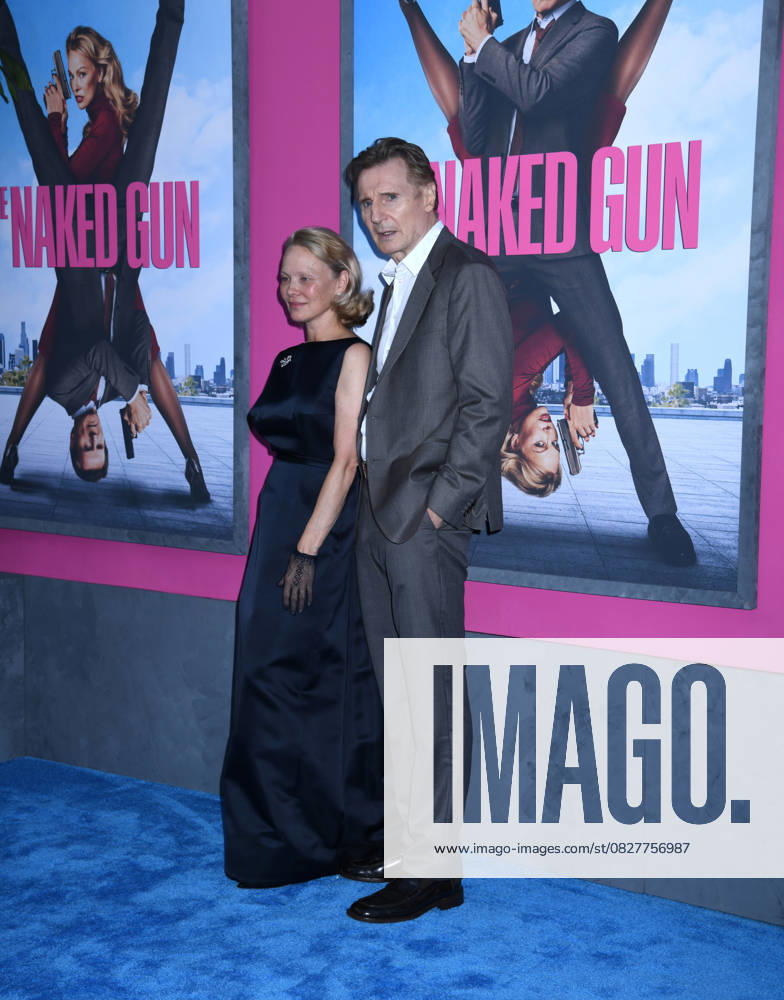 Pamela Anderson and Liam Neeson attend the US Premiere of The Naked Gun at SVA Theater in New York. July 28, 2025. New York United States - ZUMAp281 20250728_zea_p281_017
