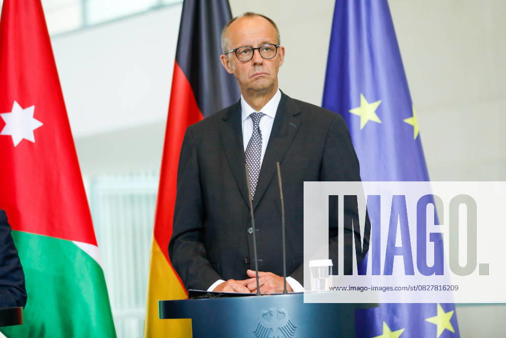 Federal Chancellor Friedrich Merz receives Jordanian King Abdullah II Berlin, 29 7 2025 Federal Chancellor Friedrich Merz at the press conference in the Federal Chancellery in Berlin Berlin