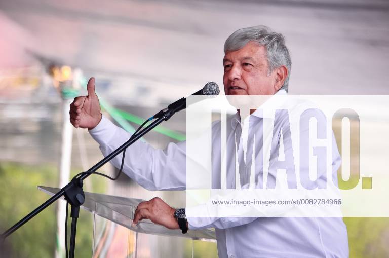 April 13, 2018 Cuautitlan Izcalli, State of Mexico. The candidate for the presidency of Mexico, Andres Manuel Lopez Obrador, of the Juntos Haremos Historia coalition, visited the municipality of Cuautitlan Izcalli, state of Mexico. PHOTO: OMAR LOPEZ - ZUMAl109 20180413_zap_l109_001