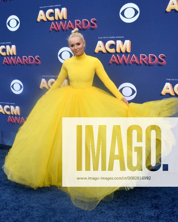 Skiier Lindsey Vonn attends the 53rd annual Academy of Country Music Awards held at MGM Grand Garden Arena in Las Vegas, Nevada on April 15, 2018. The show will be telecast live on CBS. LAV20180415216 JIMxRUYMEN