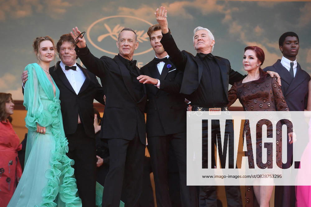 Olivia DeJonge, Steve Binder, Tom Hanks, Austin Butler, Baz Luhrmann, Priscilla Presley, Alton Mason Bijoux Messika Montée des marches du film Elvis lors du 75ème Festival International du Film de Cannes Le 25 mai 2022 Giancarlo Gorassini Bestimage Red carpet of the movie Elvis during the 75th Cannes International Film Festival On may 25th 2022 Cannes Franc