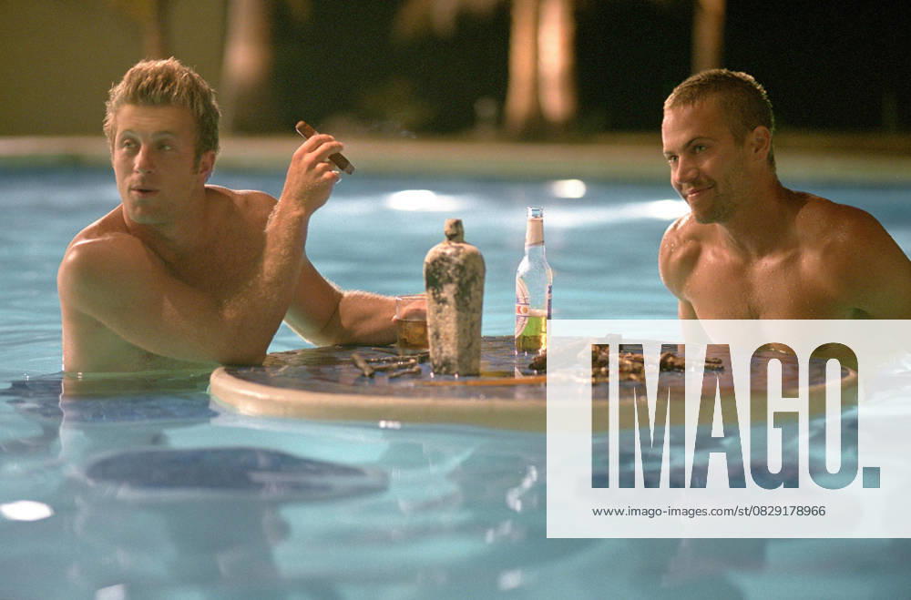 2005 - Into the Blue - Movie Set RELEASE DATE: September 30, 2005. MOVIE TITLE: Into the Blue. STUDIO: Columbia Pictures. PLOT: A group of divers find themselves in deep trouble with a drug lord after they come upon the illicit cargo of a sunken airplane. PICTURED: SCOTT CAAN as Bryce and PAUL WALKER as Jared. Bahamas