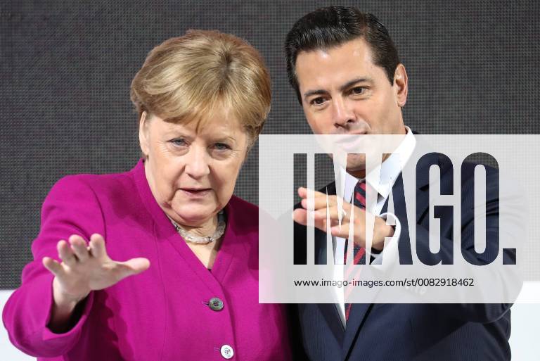 Niedersachsen Hanover Federal Chancellor Angela Merkel CDU and Enrique Pena Nieto President of the host country Mexico will be at the stand of the partner country at the Hannover Messe 2018