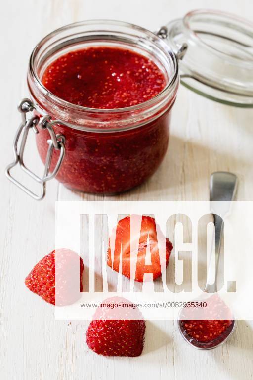 Homemade strawberry jam with chia seeds EVGF03327