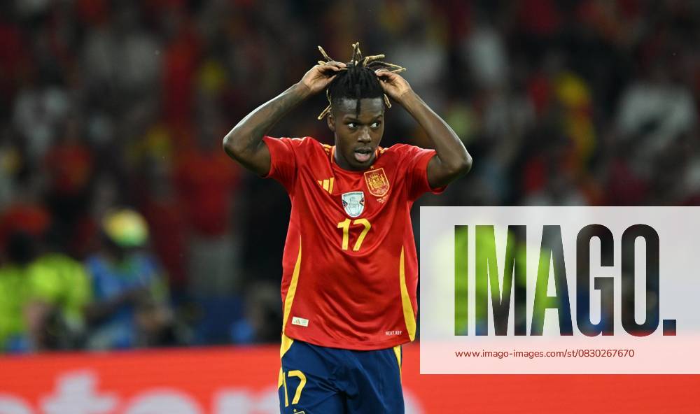 Spain v England: Final - UEFA EURO 2024 BERLIN, GERMANY - JULY 14: Nico Williams of Spain in action during the UEFA EURO 2024 final match between Spain and England at Olympiastadion in Berlin, Germany on July 14, 2024. Germany World. Editorial use only. Please get in touch for any other usage.