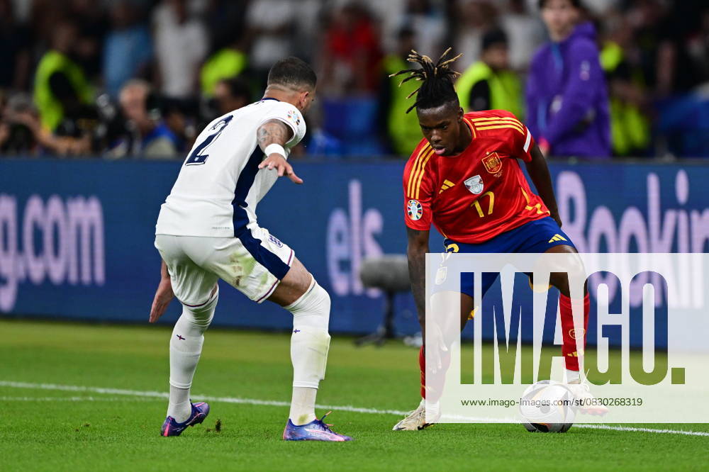 Spain v England: Final - UEFA EURO 2024 BERLIN, GERMANY - JULY 14: Nico Williams of Spain in action during the UEFA EURO 2024 final match between Spain and England at Olympiastadion in Berlin, Germany on July 14, 2024. Germany World. Editorial use only. Please get in touch for any other usage.