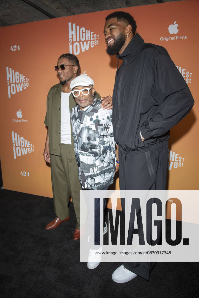 (L-R) Miles Duece McBride, Spike Lee and Karl-Anthony Towns attend the Highest 2 Lowest New York Premiere at Brooklyn Academy of Music in New York City. New York United States - ZUMAs197 20250811_aab_s197_040
