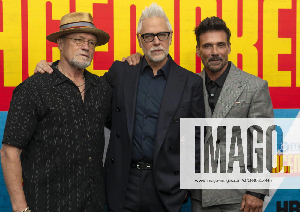 Michael Rooker, James Gunn and Frank Grillo attend the HBO Max Original Series of Peacemaker Season 2. Held at AMC Lincoln Square in New York. Zuma Press. August 13, 2025. New York United States - ZUMAp281 20250814_zea_p281_100