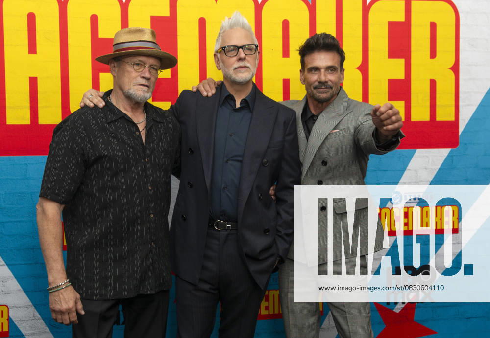 Michael Rooker, James Gunn and Frank Grillo attend the HBO Max Original Series of Peacemaker Season 2. Held at AMC Lincoln Square in New York. Zuma Press. August 13, 2025. New York United States - ZUMAp281 20250814_zea_p281_103