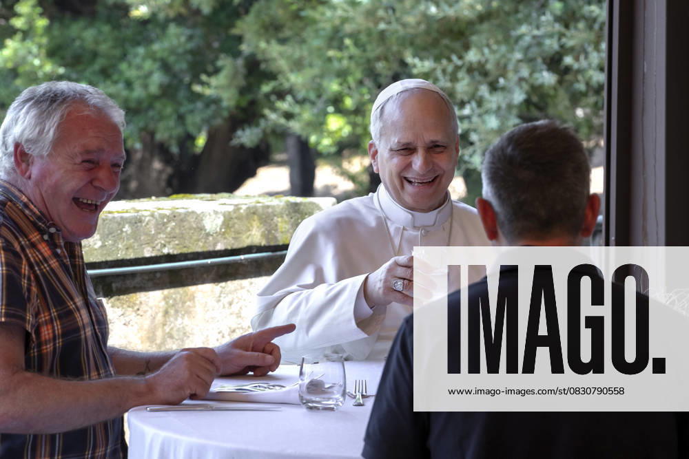 Pope Leo XIV attends a lunch with the poor in Castel Gandolfo, Italy - 17 Aug 2025 Pope Leo XIV attends a lunch with the poor assisted by Caritas of Albano Laziale, at Borgo Laudato Sì, in the Gardens of the Pontifical Villas. Castel Gandolfo Italy