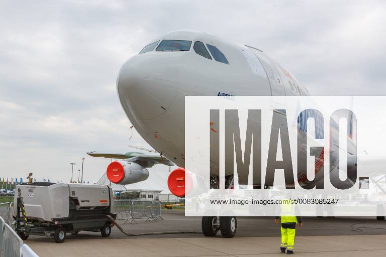DEU Germany Brandenburg Schönefeld 25 04 2018 ILA Berlin Air Show International Air and Space Exhibition Berlin Airbus will be showing its Flight Lab at the ILA Berlin Air Show 2018 BLADE test aircraft EU Clean Sky Partners Airbus A340 Reg F WWAI
